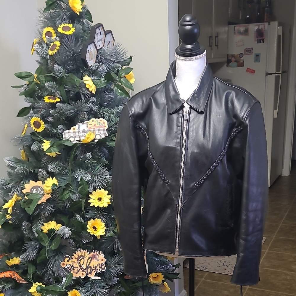 Women's Black Leather Bomber Jacket